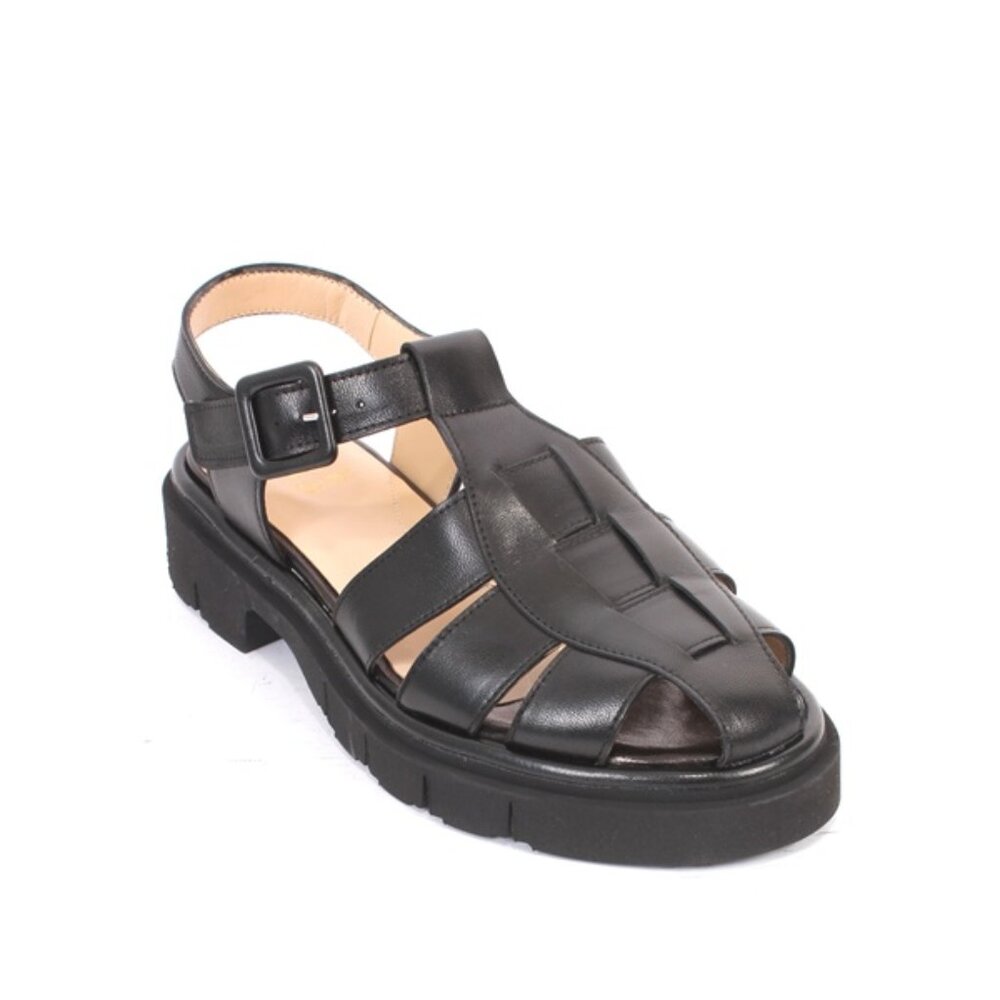 Luca Grossi 024a Black Leather Platform Shoes Sandals
